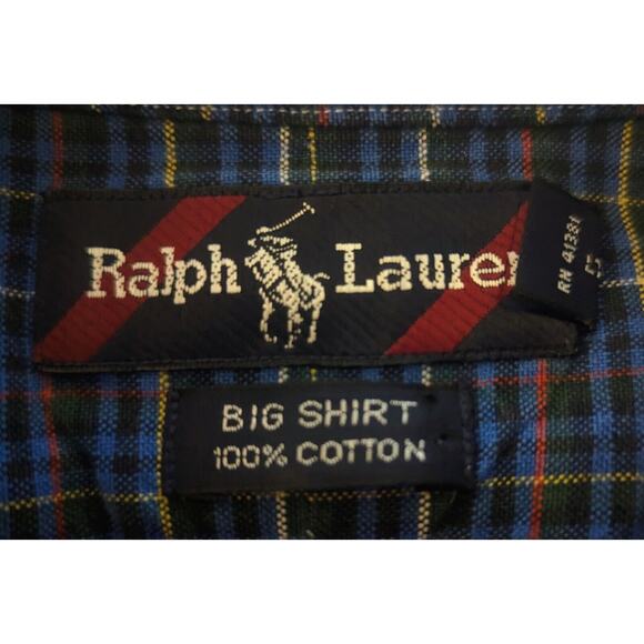 EUC Mens Vtg RALPH LAUREN Polo 'Big Shirt' Red Stripe Label 100% Cotton Shirt M - Picture 3 of 3